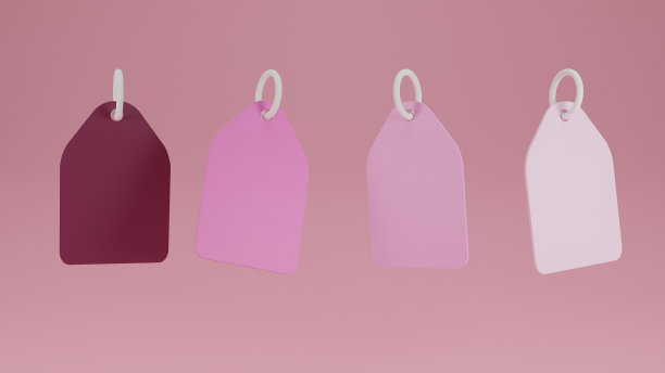 空白的价格标签和优惠券与空白的复印空间与讲台。一套带绳子的优惠券。推广的模型横幅模板。折扣券。产品展示舞台，舞台展示3d渲染插画图片下载