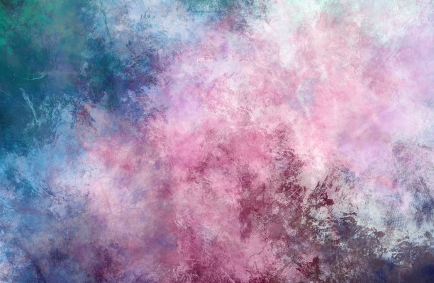 淡粉色紫色和蓝绿色彩色设计绘画背景与旧纹理图案粗糙的垃圾飞溅和污渍和抽象的复古纸或墙壁表面明亮的油漆颜色梯度纹理背景图片下载