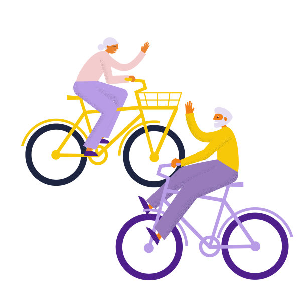 老夫妇骑自行车的老朋友图片下载