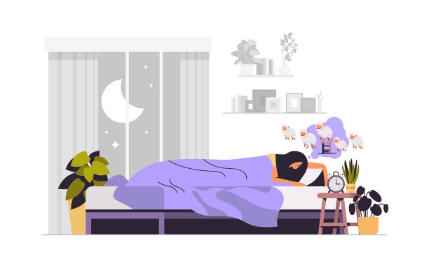 疲惫的女人睡在闹钟女孩的床上图片下载