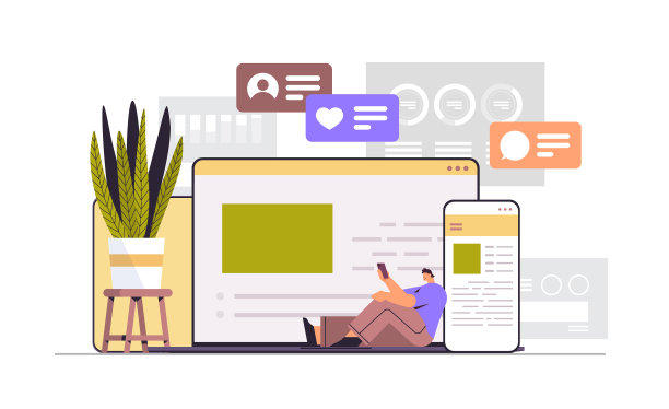 男人用电脑和手机上网聊天图片下载