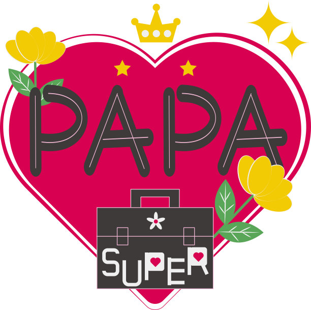 父亲节快乐卡片心包扁平图标矢量符号贴纸插图设计图片下载