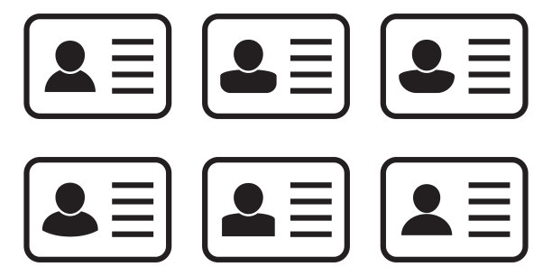 ID卡图标集合。职员卡，驾照，身份证，职员身份证符号。网站及手机app设计。图片下载