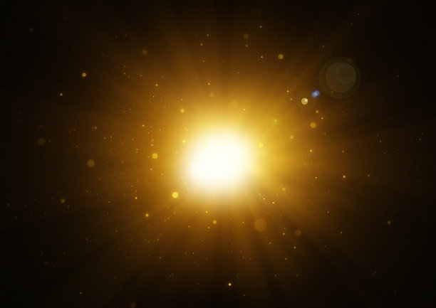 带有射线和粒子的金色闪光图片下载