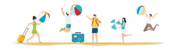 旅行。夏天休息。家庭旅行。假期和朋友。矢量插图。图片下载