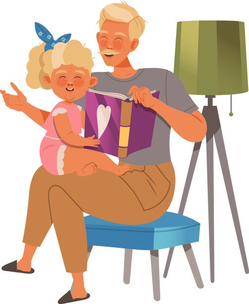 爸爸正在给他的小女儿读书图片下载