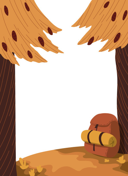 山上的两棵松树，上面有背负式的松果图片下载