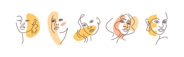 抽象涂鸦现代脸与色彩元素图片下载