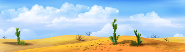 沙漠中的仙人掌景观图片下载