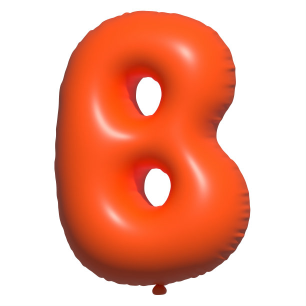 橙色氦气球3D字母B图片下载