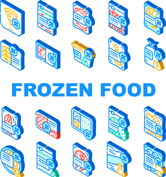 冷冻食品储存包装图标设置图片下载
