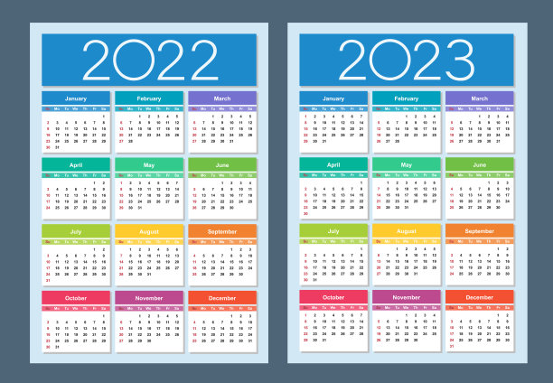 多彩的日历为2022年2023年一周图片下载