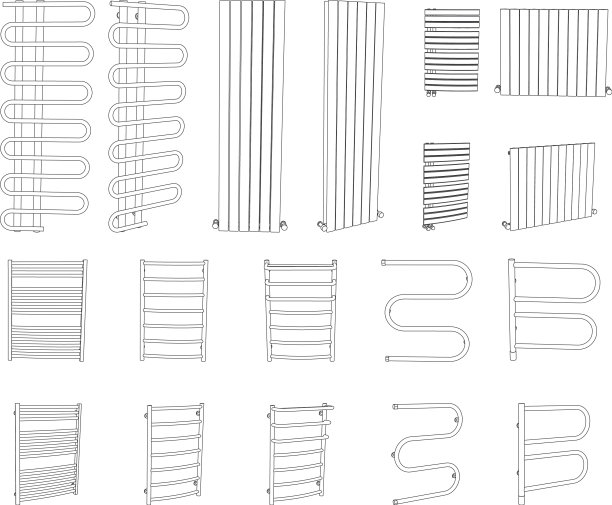 一套孤立的毛巾架烘干机机架散热器图片下载