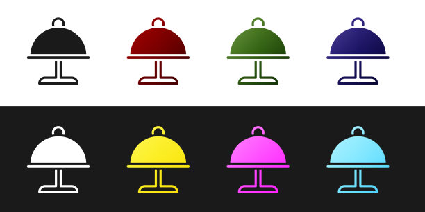 设置覆盖托盘上孤立的食品图标图片下载