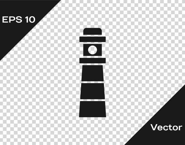 黑色灯塔图标孤立在透明上图片下载