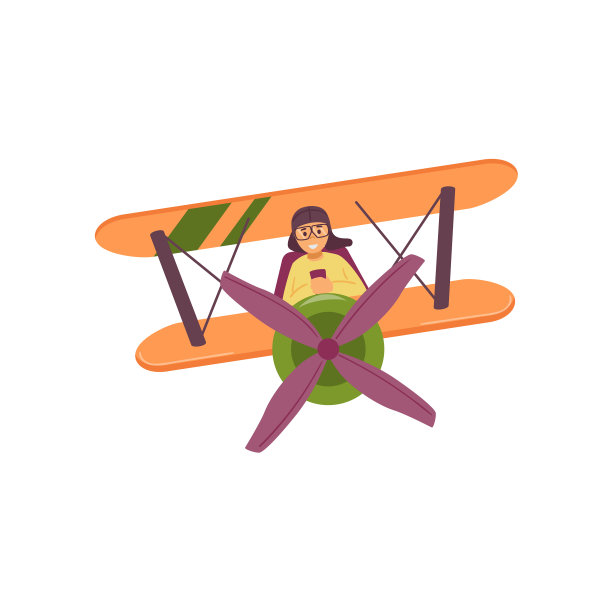 可爱微笑的小女孩开着飞机图片下载