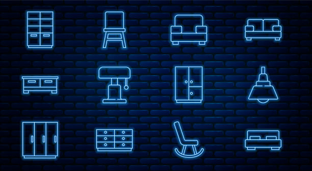 设线大床吊灯扶手椅台灯图片下载