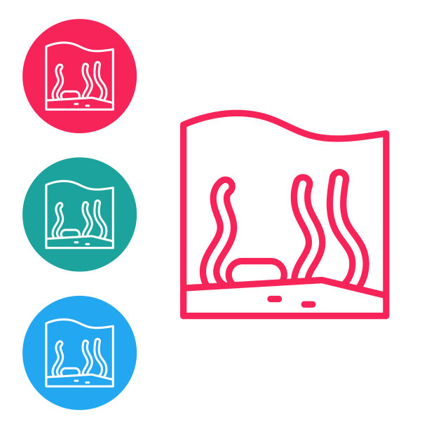 红色线水族馆图标孤立在白色图片下载