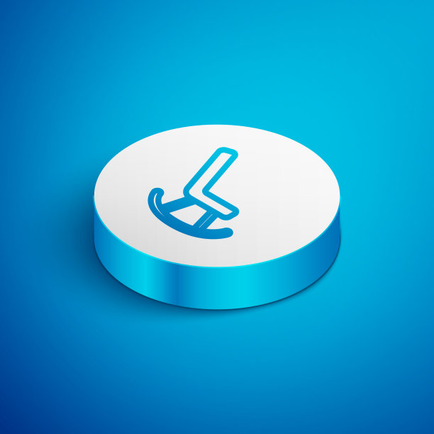 等距线扶手椅图标孤立在蓝色图片下载