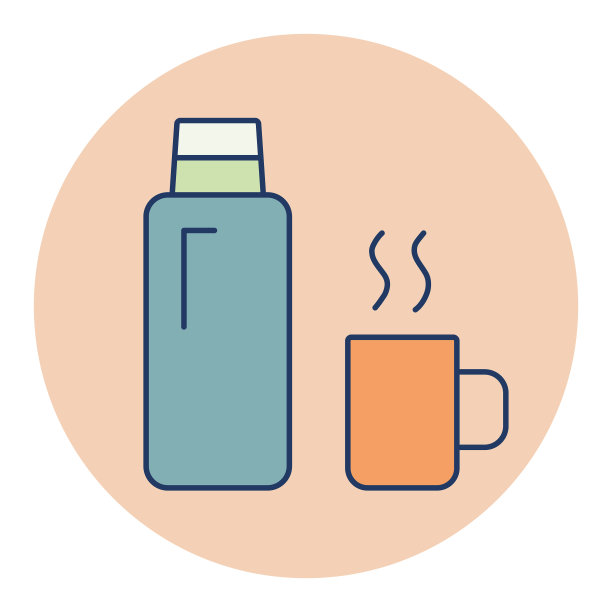 保温瓶孤立图标露营和徒步旅行图片下载