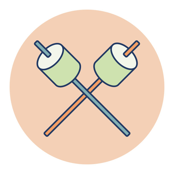 木棒上孤立的棉花糖图标图片下载