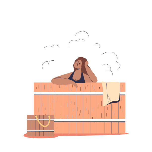 年轻女子在芬兰桑拿享受温泉图片下载