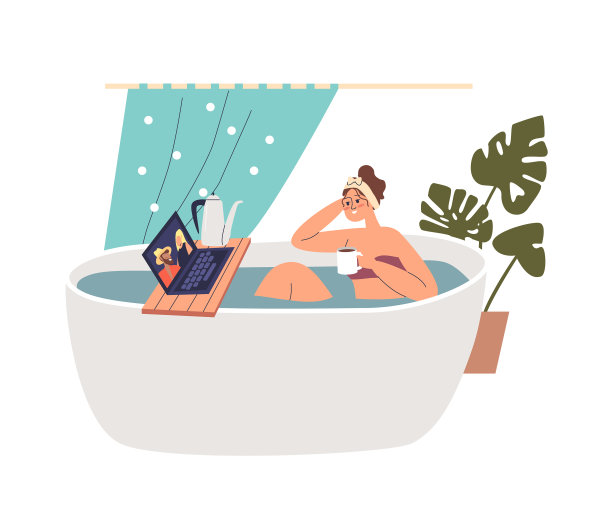 年轻的女孩洗澡看视频或电影图片下载