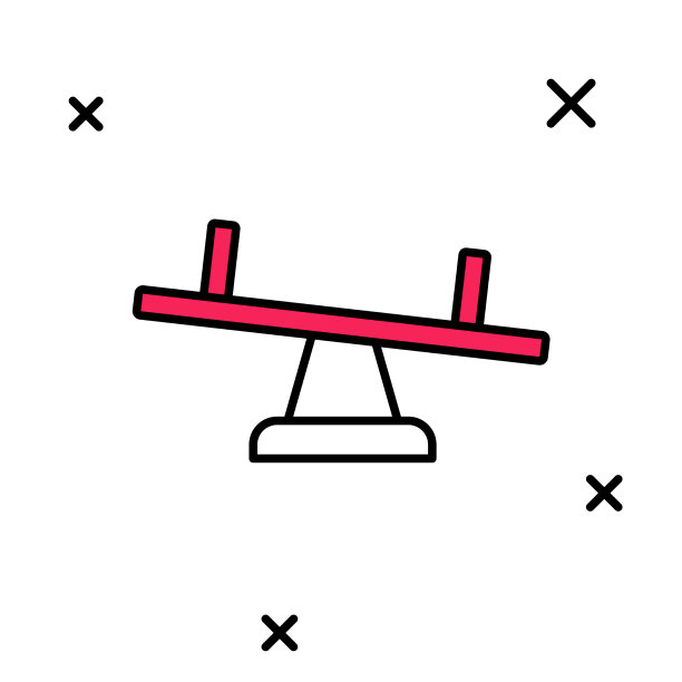 填充轮廓跷跷板图标孤立在白色图片下载