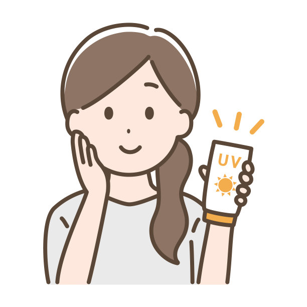 一名妇女拿着防晒霜的插图图片下载