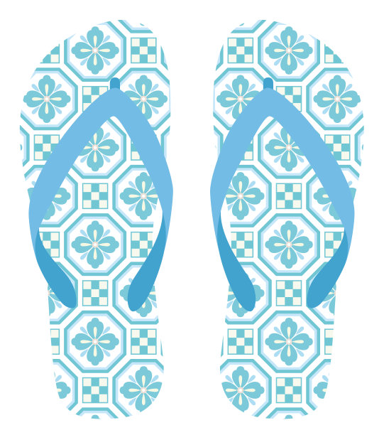 传统图案的人字拖孤立在白色背景上图片下载