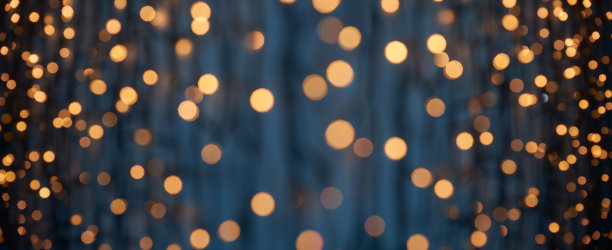 散焦灯抽象散景背景-蓝色金色庆祝圣诞晚会图片下载