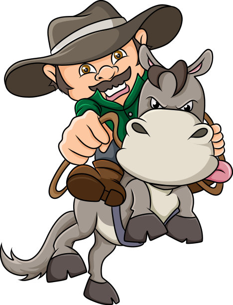 老牛仔在沙漠里骑着驴图片下载