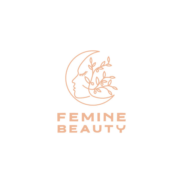 线条女性的脸上用树叶作为女性的标志符号图片下载