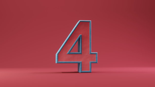 数字文字红在背景红3d插图渲染，倒计时文字数字文字红的颜色图片下载