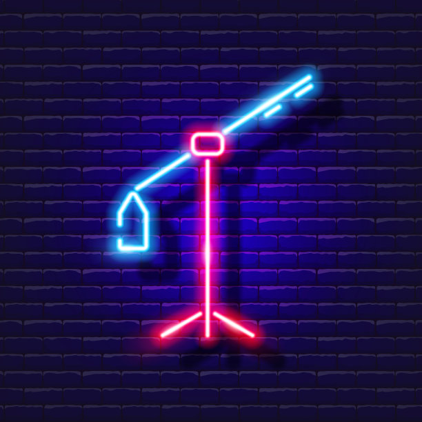 相机三脚架起重机霓虹图标照片和视频图片下载