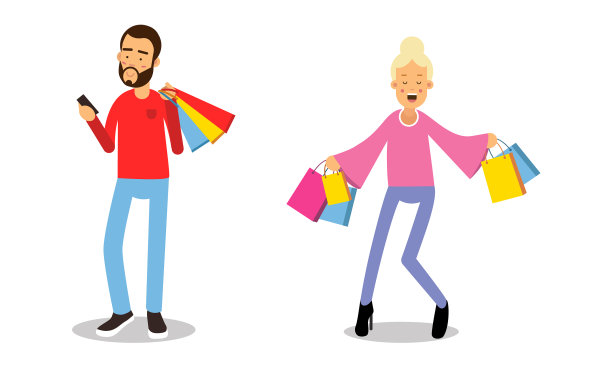 人们带着购物袋，里面装着购物用品图片下载