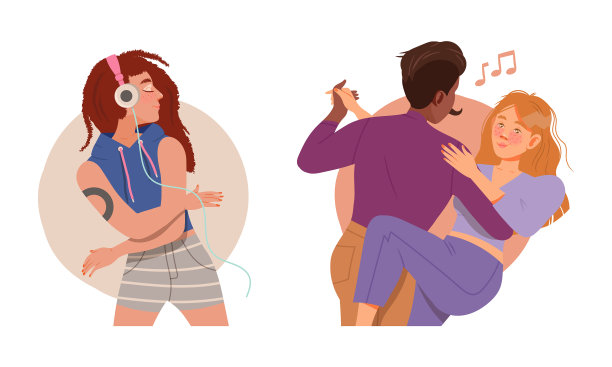 年轻人听音乐和跳舞集合图片下载