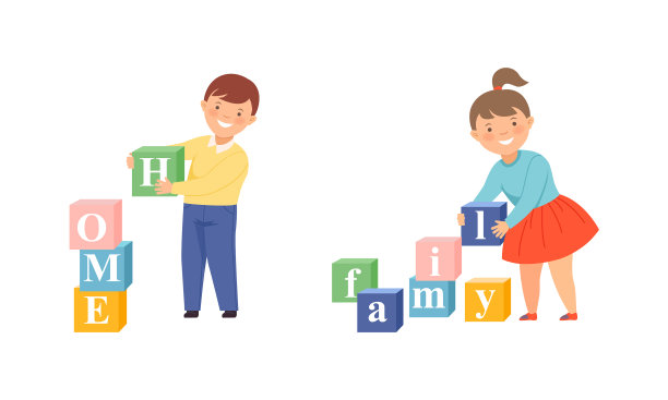 可爱的小男孩和小女孩组建了家庭图片下载