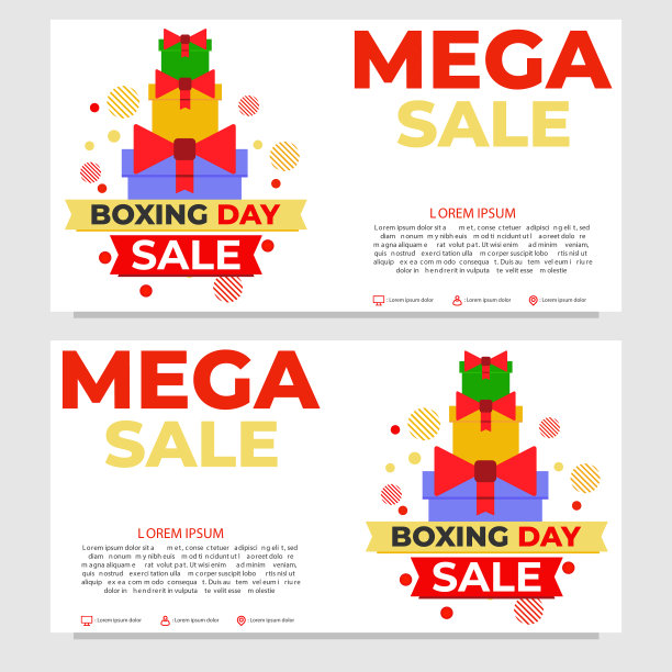 Mega sale boxing day促销横幅模板图片下载