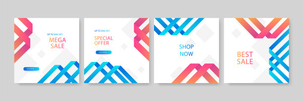 一组可编辑的最小正方形横幅模板图片下载