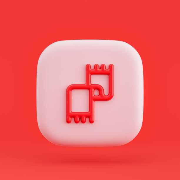 服装图标，围巾3d图标按钮，红色背景，3d渲染图片下载
