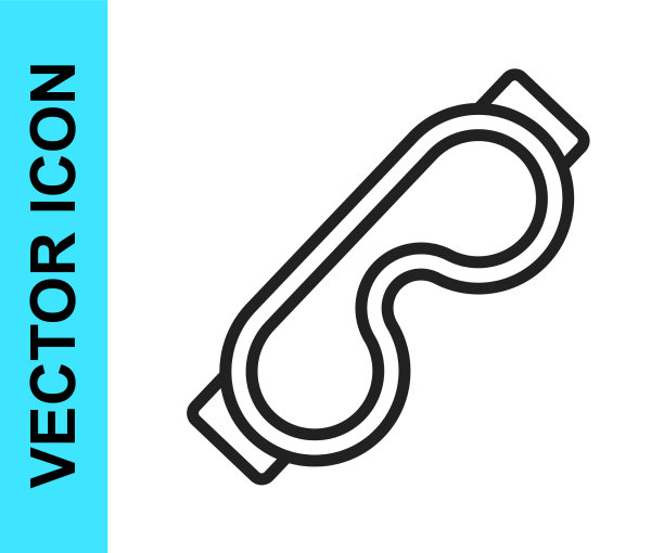 黑线眼睡眠面膜图标孤立在白色图片下载