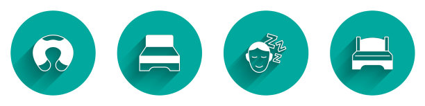 设置旅行颈枕大床梦想和图标图片下载