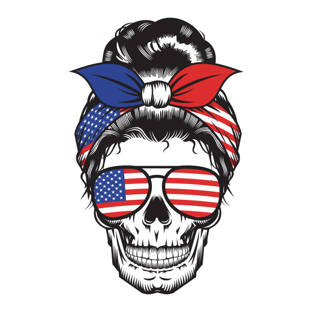 骷髅妈妈美国头带美国设计在白色图片下载