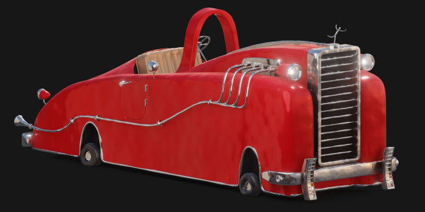 程式化的蓝色，红色，白色汽车3d渲染图片下载