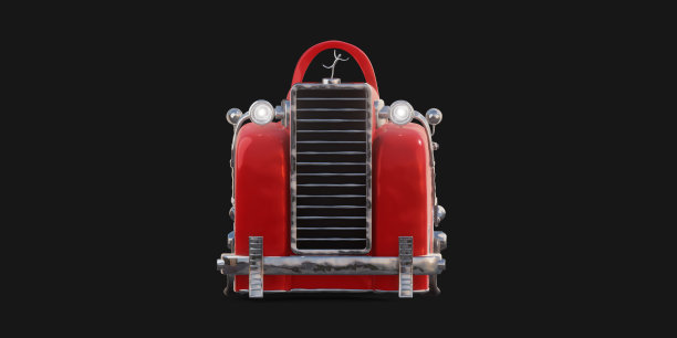 程式化的蓝色，红色，白色汽车3d渲染图片下载