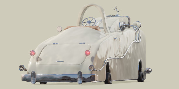 程式化的蓝色，红色，白色汽车3d渲染图片下载