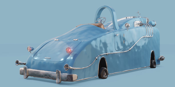 程式化的蓝色，红色，白色汽车3d渲染图片下载