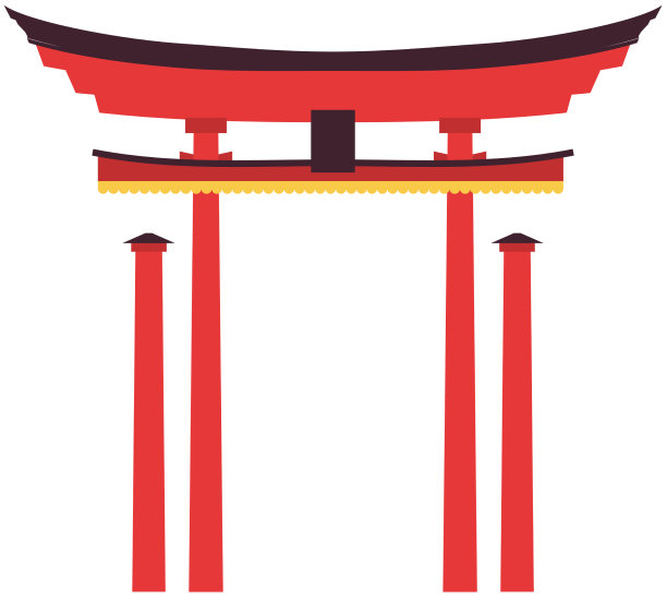 日本大门孤立在白色鸟居大门上的日本人图片下载