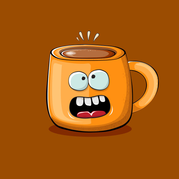卡通咖啡杯人物与微笑图片下载